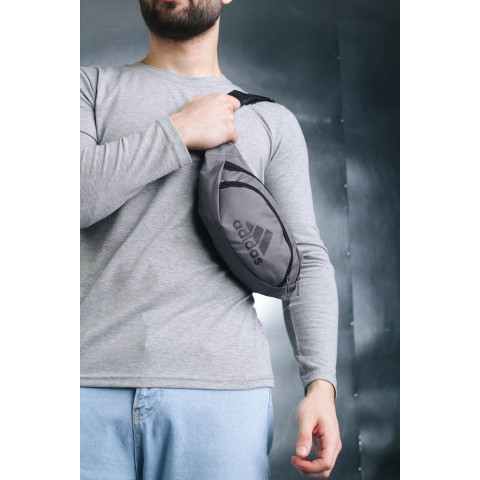 Бананка adidas сіра, чорне лого