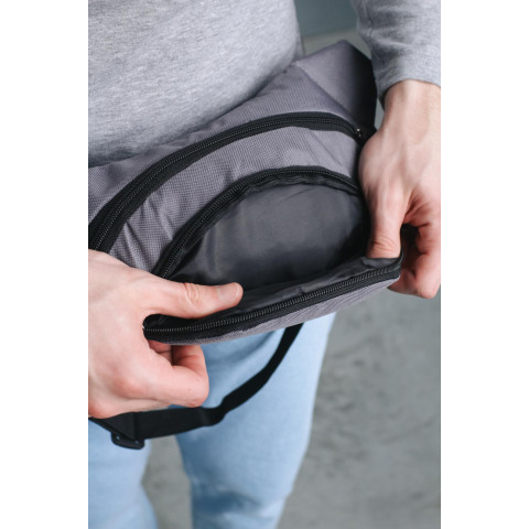 Бананка adidas сіра, чорне лого