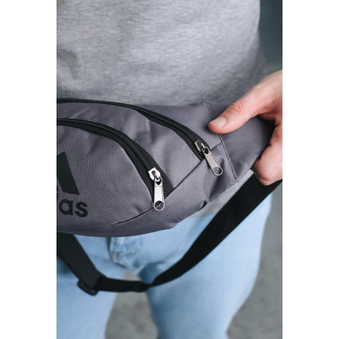 Бананка adidas сіра, чорне лого