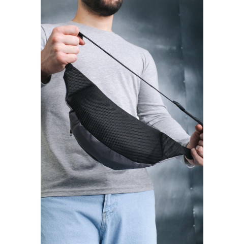 Бананка adidas сіра, чорне лого