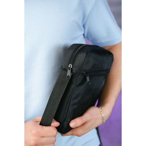 Барсетка Adidas 1000d чорна, біле лого