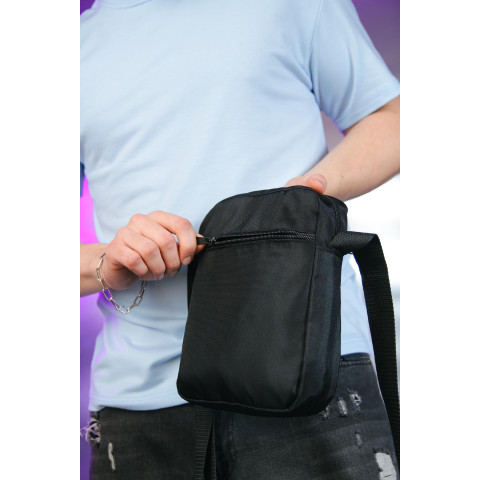 Барсетка Adidas 1000d чорна, біле лого