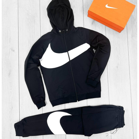 Костюм NIKE BIG SWOSH BLACK (Зіпер+Штани)