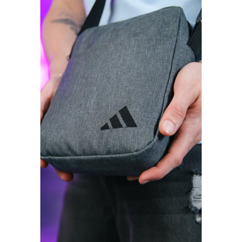 Барсетка Adidas темно-сірий меланж (чорн. лого) var2