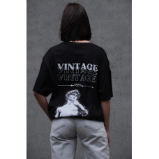 Жіноча Оверсайз Футболка З Принтом Without Vintage Black
