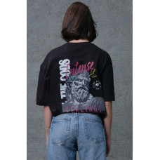 Жіноча Оверсайз Футболка З Принтом Without Feelings Black