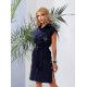 Льняна сукня з поясом, арт 357, темно синій