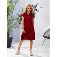 Льняна сукня з поясом, арт 357, бордо