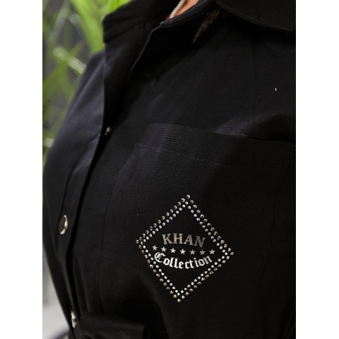 Льняна сукня з поясом, арт 357, чорний