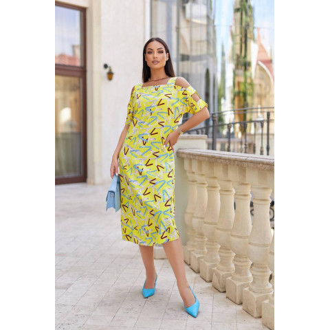 Жіноча сукня з відкритими плечима, арт.351, жовтий