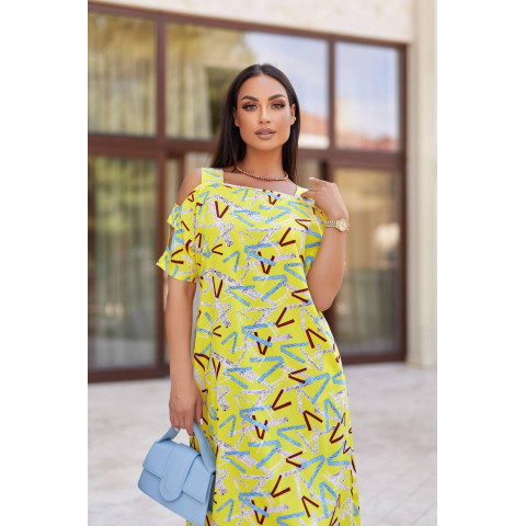 Жіноча сукня з відкритими плечима, арт.351, жовтий