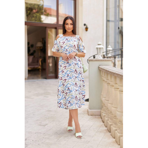 Жіноча сукня з відкритими плечима, арт.351, білий