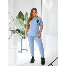 Зручний брючний костюм, арт. 401, блакитний