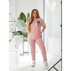 Зручний брючний костюм, арт. 401, пудра