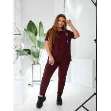 Зручний брючний костюм, арт. 401, бордо