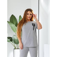 Зручний брючний костюм, арт. 401, світло сірий