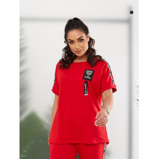 Зручний брючний костюм, арт. 401, червоний