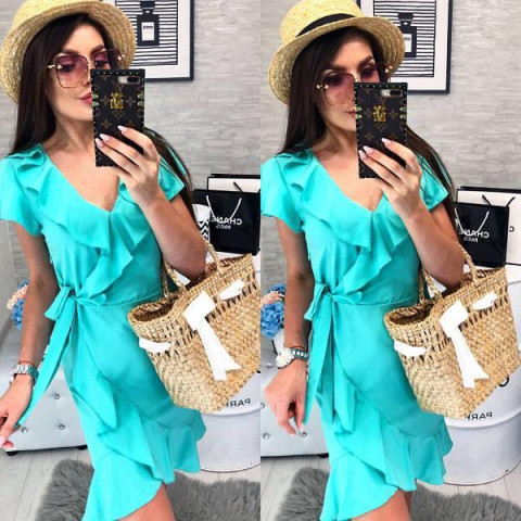 Плаття на запах з поясом, арт.115, голубий