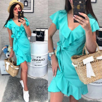 Плаття на запах з поясом, арт.115, голубий