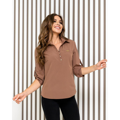 Блуза з ґудзиками на груді,арт. 828, кава