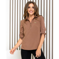 Блуза з ґудзиками на груді,арт. 828, кава