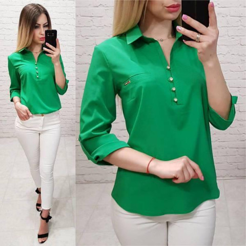 Блуза з ґудзиками на груді,арт. 828, зелений