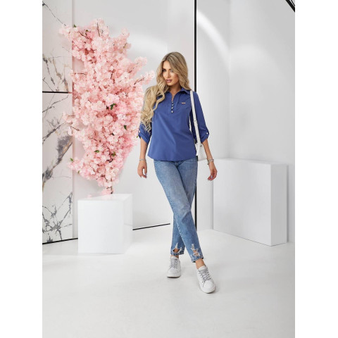 Блуза з ґудзиками на груді,арт. 828, джинс