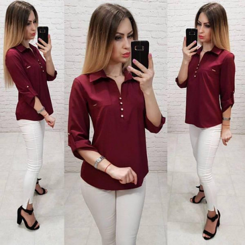 Блуза з ґудзиками на груді,арт. 828, бордо