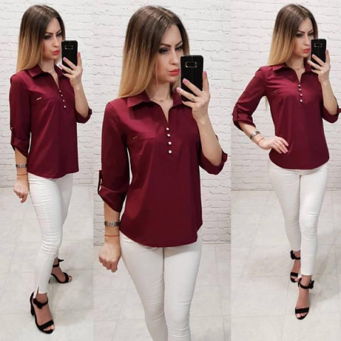 Блуза з ґудзиками на груді,арт. 828, бордо