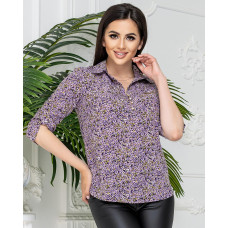 Блуза з ґудзиками на груді,арт. 828, фіолетова квіточка