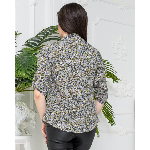 Блуза з ґудзиками на груді,арт. 828, зелена квіточка