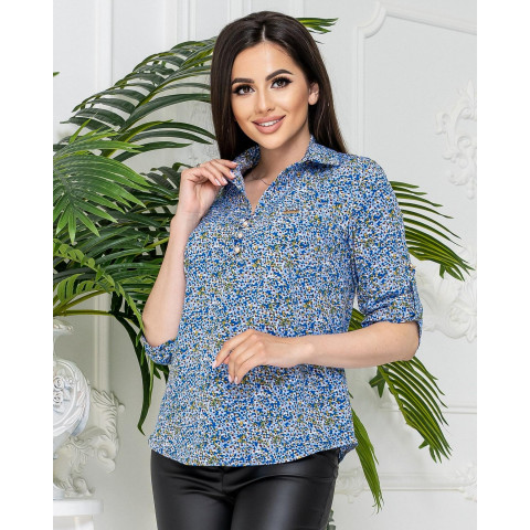 Блуза з ґудзиками на груді,арт. 828, блакитна квіточка