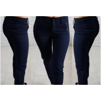 Брюки 302 екокожа на карманах, колір синій