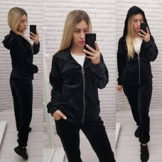 Велюровий жіночий костюм, А-681, колір чорний