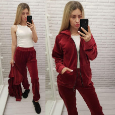 Велюровий жіночий костюм, А-681, колір бордо