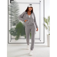 Меланжевий жіночий костюм А-680 світло сірий