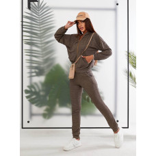 Меланжевий жіночий костюм А-680 кава