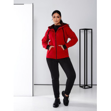 Теплий спортивний костюм жіночий, арт. А-823, колір верх червоний, штани чорні