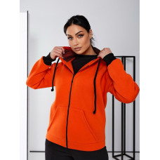 Теплий спортивний костюм жіночий, арт. А-823, колір верх помаранчевий, штани чорні