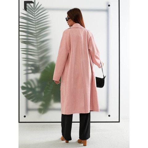 Замшеве Пальто жіноче з підкладкою арт.M100 рожева пудра