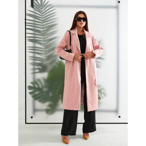 Замшеве Пальто жіноче з підкладкою арт.M100 рожева пудра