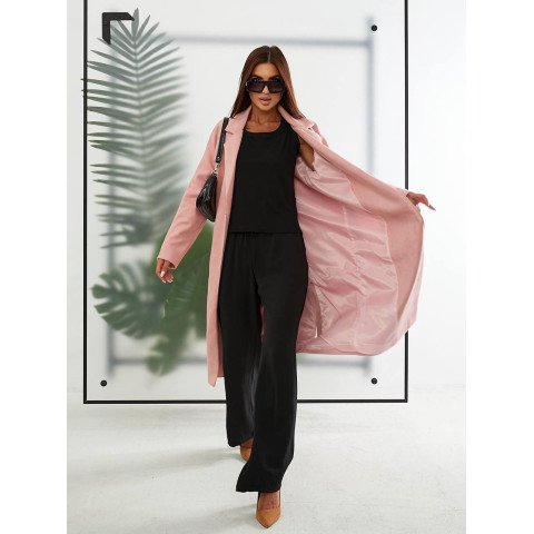 Замшеве Пальто жіноче з підкладкою арт.M100 рожева пудра