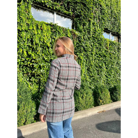 Пальто без підкладки - вовняне, арт. 1142, колір червона клітинка