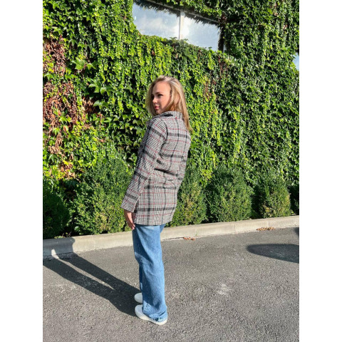 Пальто без підкладки - вовняне, арт. 1142, колір червона клітинка