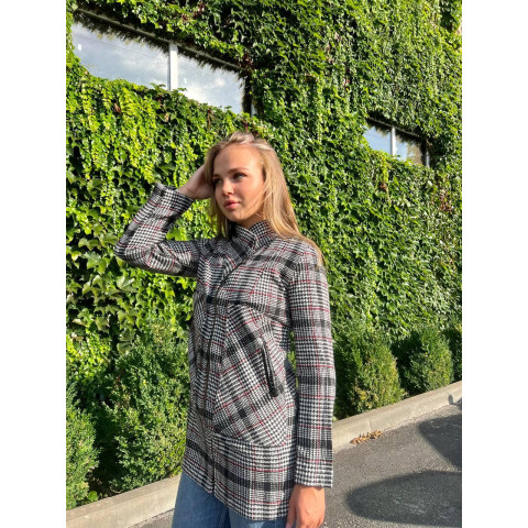 Пальто без підкладки - вовняне, арт. 1142, колір червона клітинка