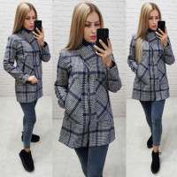 Пальто без підкладки - вовняне, арт. 1142, колір жовта клітинка