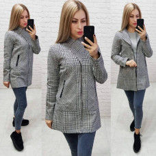 Пальто без підкладки - вовняне, арт. 1142, колір чорно біла клітинка