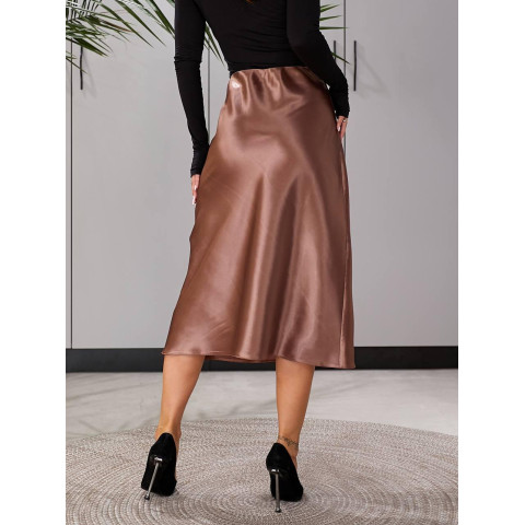 Шовкова спідниця міді, арт.903, колір шоколад