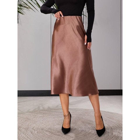 Шовкова спідниця міді, арт.903, колір шоколад