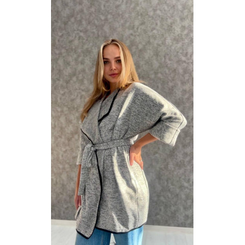 Кардиган на поясі, арт. 758, колір світло сірий